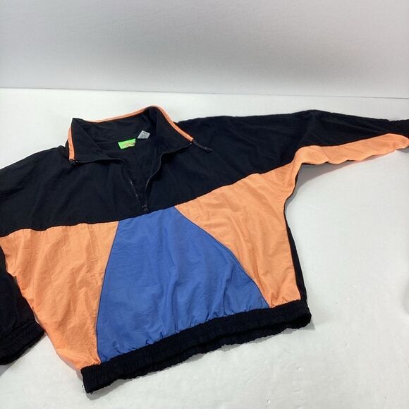 Shell Shock Brand Vintage Nylon Jacket Pullover Wing Arms Neon Orange - Picture 7 of 13